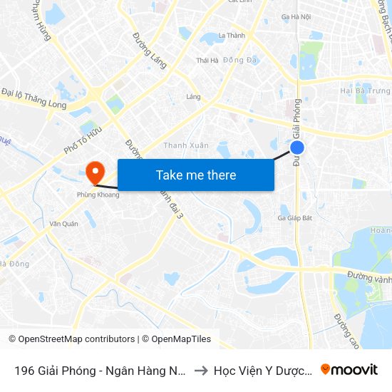 196 Giải Phóng - Ngân Hàng Nông Nghiệp & Ptnt Chi Nhánh Nam Hà Nội to Học Viện Y Dược Học Cổ Truyền Việt Nam map