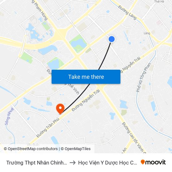 Trường Thpt Nhân Chính - Hoàng Đạo Thúy to Học Viện Y Dược Học Cổ Truyền Việt Nam map