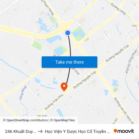 246 Khuất Duy Tiến to Học Viện Y Dược Học Cổ Truyền Việt Nam map