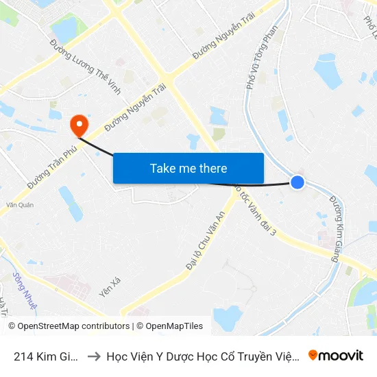 214 Kim Giang to Học Viện Y Dược Học Cổ Truyền Việt Nam map
