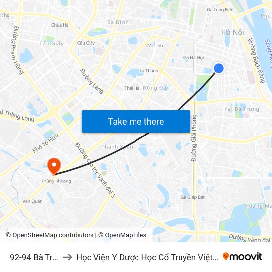 92-94 Bà Triệu to Học Viện Y Dược Học Cổ Truyền Việt Nam map