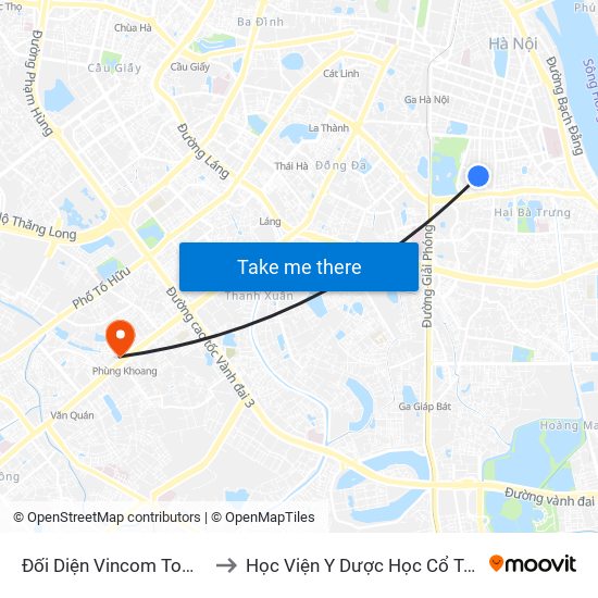 Đối Diện Vincom Tower - Bà Triệu to Học Viện Y Dược Học Cổ Truyền Việt Nam map