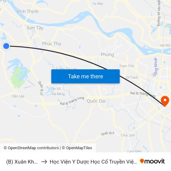 (B) Xuân Khanh to Học Viện Y Dược Học Cổ Truyền Việt Nam map