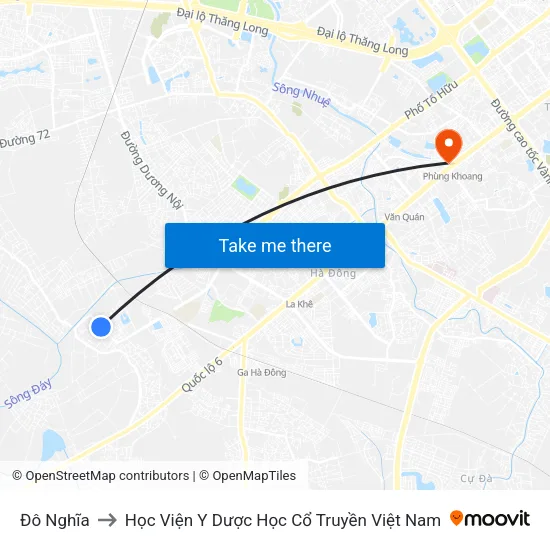 Đô Nghĩa to Học Viện Y Dược Học Cổ Truyền Việt Nam map