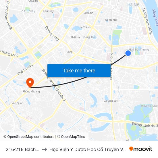 216-218 Bạch Mai to Học Viện Y Dược Học Cổ Truyền Việt Nam map