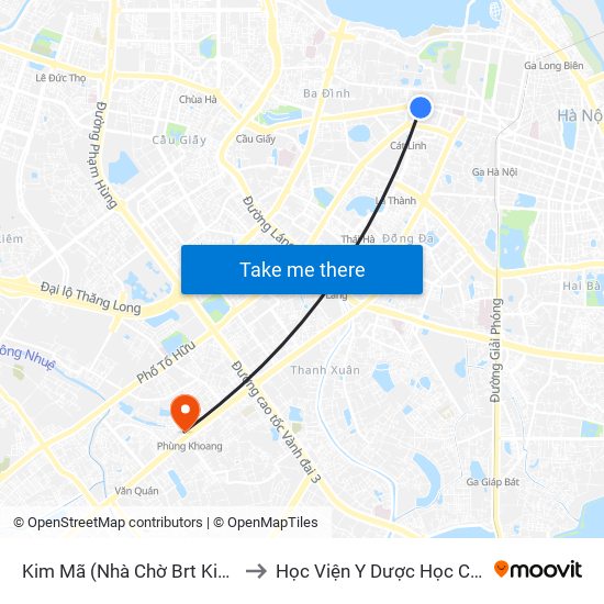 Kim Mã (Nhà Chờ Brt Kim Mã) - Biển Trước to Học Viện Y Dược Học Cổ Truyền Việt Nam map