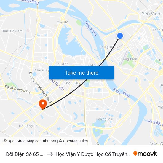 Đối Diện Số 65 Lý Sơn to Học Viện Y Dược Học Cổ Truyền Việt Nam map