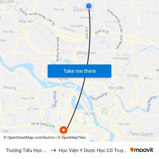 Trường Tiểu Học Phù Linh to Học Viện Y Dược Học Cổ Truyền Việt Nam map