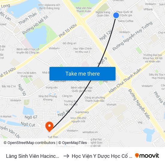 Làng Sinh Viên Hacinco - Nguyễn Tuân to Học Viện Y Dược Học Cổ Truyền Việt Nam map