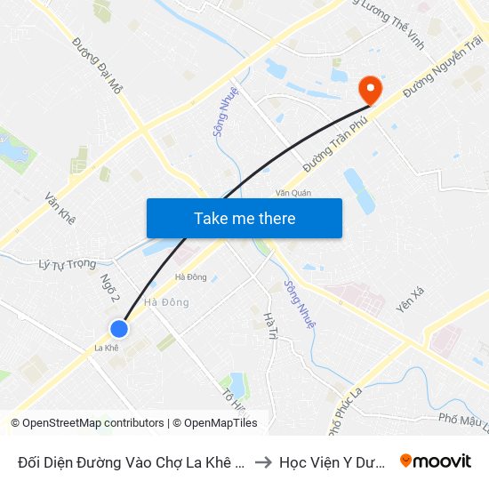 Đối Diện Đường Vào Chợ La Khê (Qua Ga Metro La Khê) - 405 Quang Trung (Hà Đông) to Học Viện Y Dược Học Cổ Truyền Việt Nam map