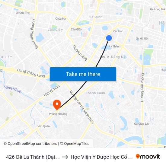426 Đê La Thành (Đại Học Văn Hóa) to Học Viện Y Dược Học Cổ Truyền Việt Nam map