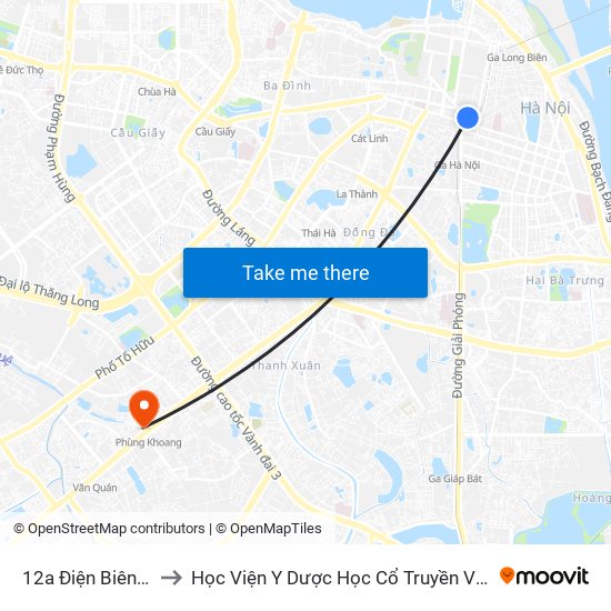 12a Điện Biên Phủ to Học Viện Y Dược Học Cổ Truyền Việt Nam map