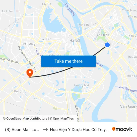 (B) Aeon Mall Long Biên - to Học Viện Y Dược Học Cổ Truyền Việt Nam map
