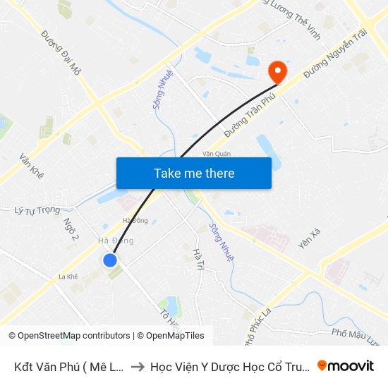 Kđt Văn Phú ( Mê Linh Plaza) to Học Viện Y Dược Học Cổ Truyền Việt Nam map