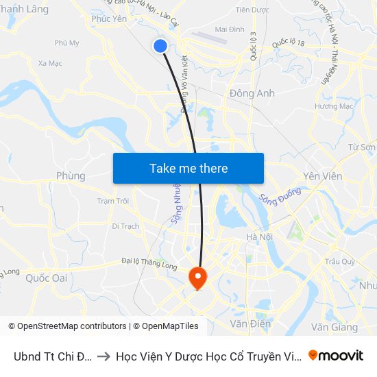 Ubnd Tt Chi Đông to Học Viện Y Dược Học Cổ Truyền Việt Nam map