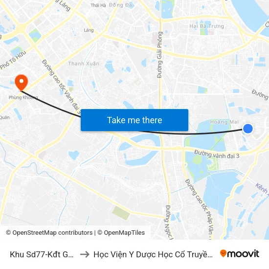 Khu Sd77-Kđt Gamuda to Học Viện Y Dược Học Cổ Truyền Việt Nam map