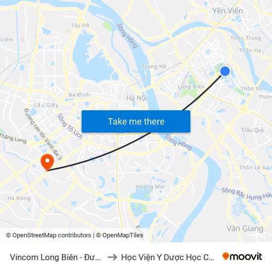 Vincom Long Biên - Đường Chu Huy Mân to Học Viện Y Dược Học Cổ Truyền Việt Nam map