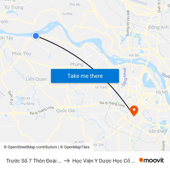 Trước Số 7 Thôn Đoài 20 - Vân Phúc to Học Viện Y Dược Học Cổ Truyền Việt Nam map