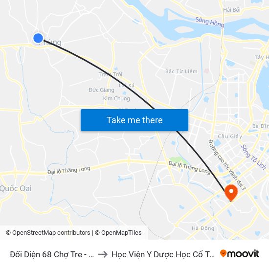 Đối Diện 68 Chợ Tre - Đan Phượng to Học Viện Y Dược Học Cổ Truyền Việt Nam map