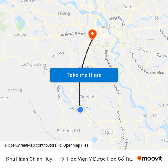 Khu Hành Chính Huyện Mỹ Đức to Học Viện Y Dược Học Cổ Truyền Việt Nam map