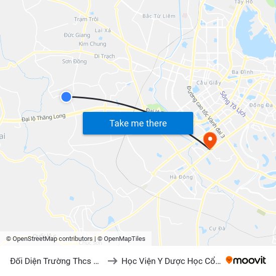 Đối Diện Trường Thcs Xã Song Phương to Học Viện Y Dược Học Cổ Truyền Việt Nam map