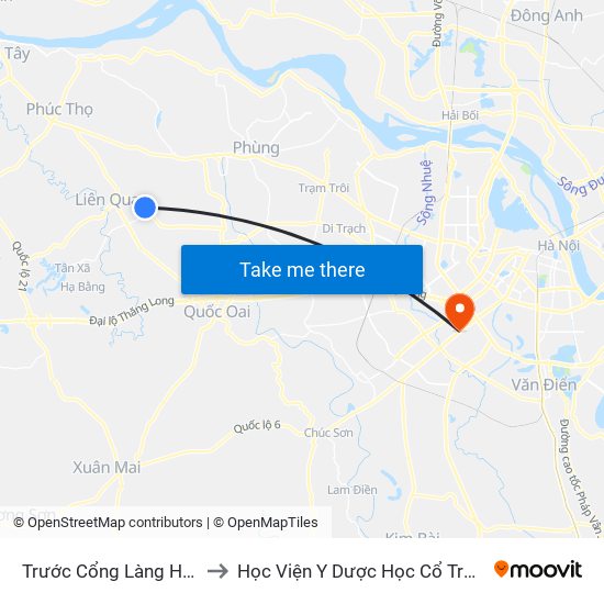 Trước Cổng Làng Hương Ngải to Học Viện Y Dược Học Cổ Truyền Việt Nam map