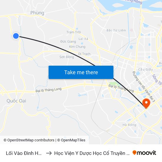 Lối Vào Đình Hạ Hiệp to Học Viện Y Dược Học Cổ Truyền Việt Nam map