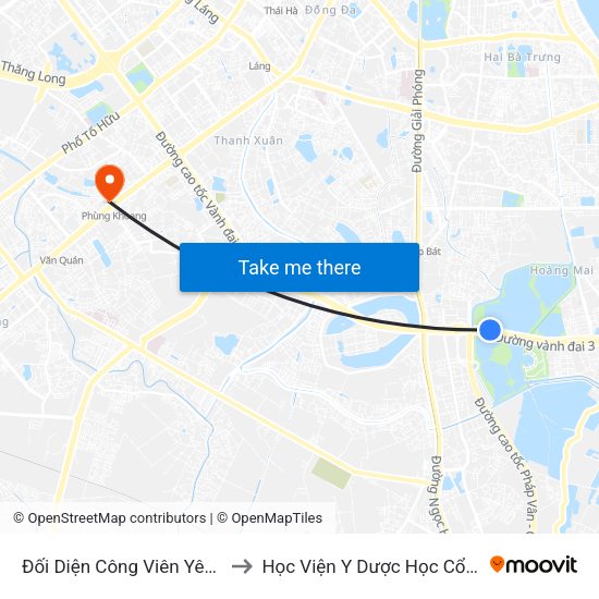 Đối Diện Công Viên Yên Sở, Hoàng Mai to Học Viện Y Dược Học Cổ Truyền Việt Nam map