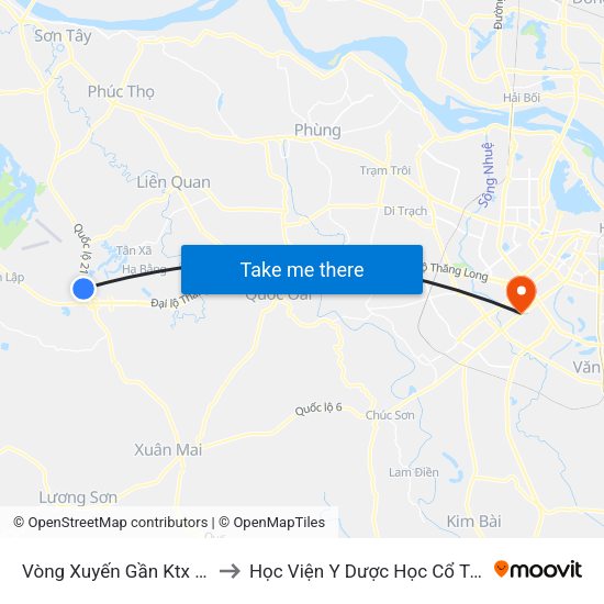 Vòng Xuyến Gần Ktx Đhqg Hà Nội to Học Viện Y Dược Học Cổ Truyền Việt Nam map