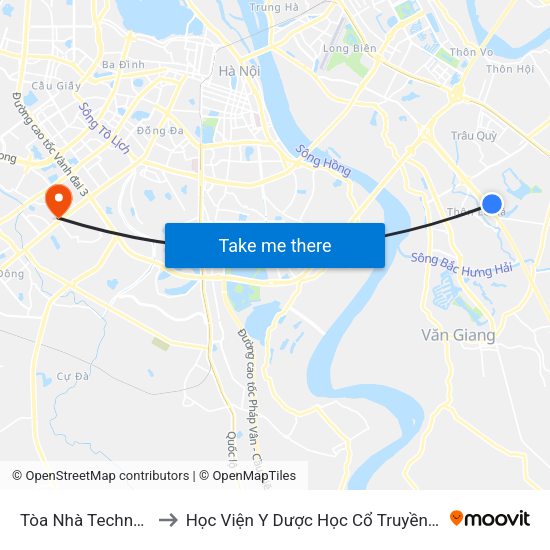 Tòa Nhà Techno Park to Học Viện Y Dược Học Cổ Truyền Việt Nam map