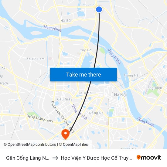 Gần Cổng Làng Ngọc Chi to Học Viện Y Dược Học Cổ Truyền Việt Nam map