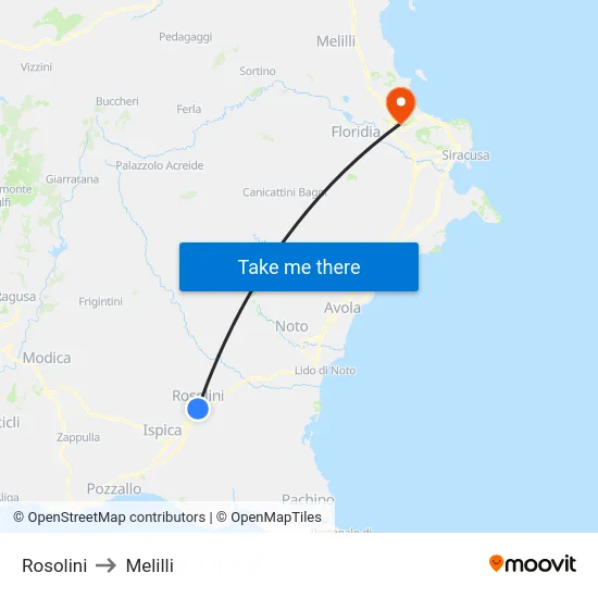 Rosolini to Melilli map