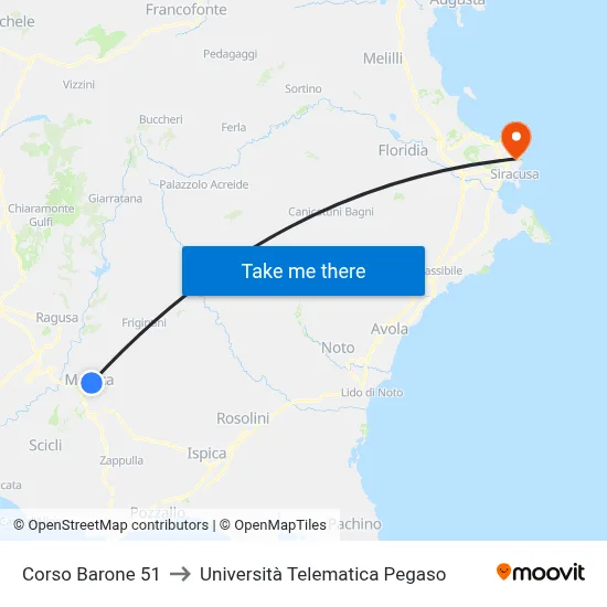Barone Avenue 51 to Pegaso Telematic University map