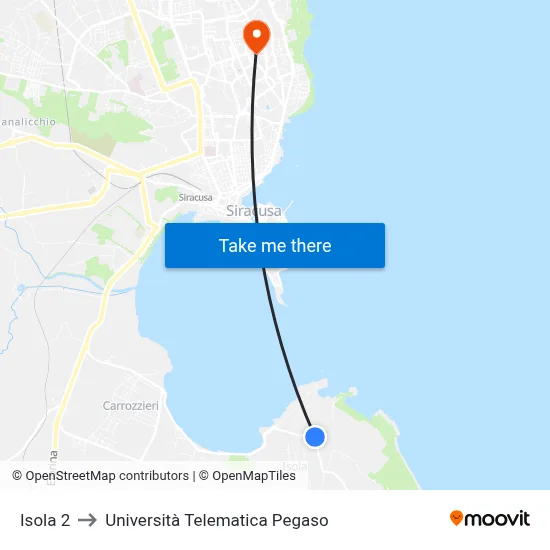 Isola 2 to Università Telematica Pegaso map