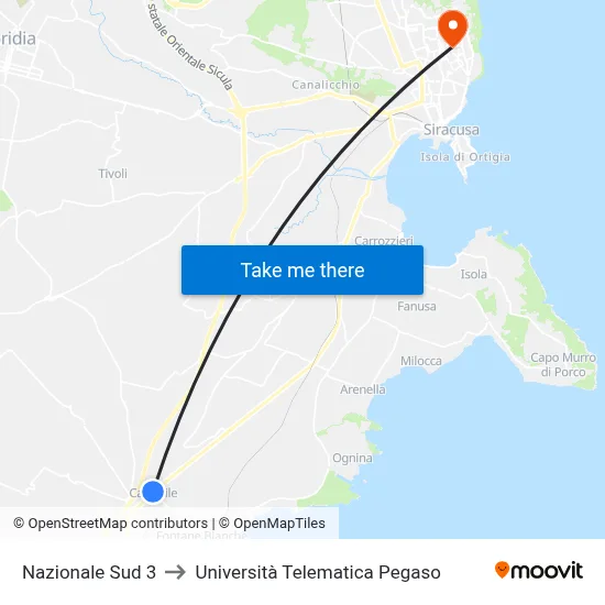 National South 3 to Pegaso Telematic University map