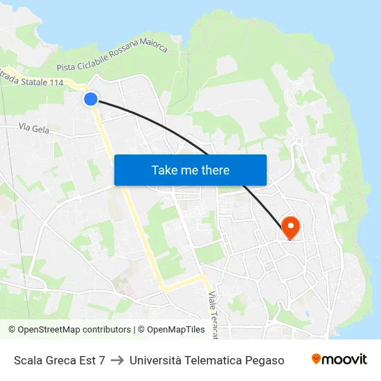 Scala Greca East 7 to Pegaso Telematic University map
