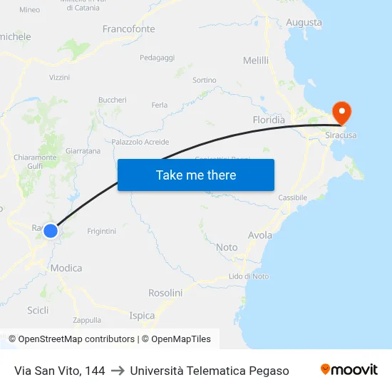 Via San Vito, 144 to Pegaso Telematic University map