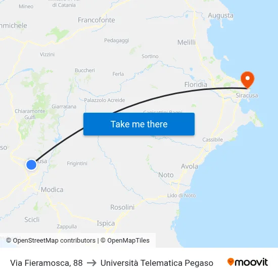 Via Fieramosca, 88 to Università Telematica Pegaso map