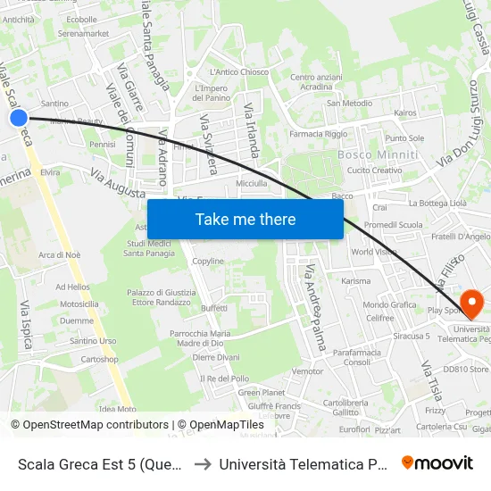 Scala Greca East 5 (Police Headquarters) to Pegaso Telematic University map