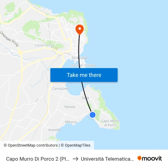 Cape Murro Di Porco 2 (Plemmirio) to Pegaso Telematic University map