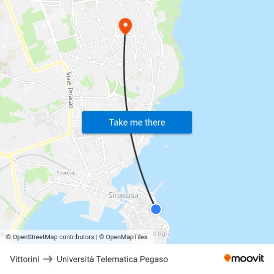 Vittorini to Pegaso Telematic University map