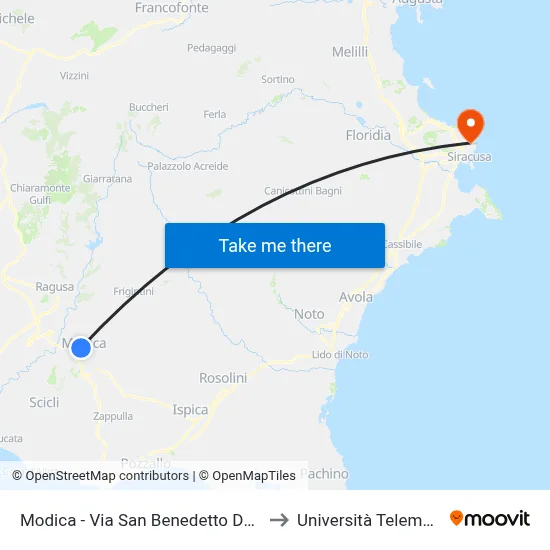Modica - San Benedetto Da Norcia Street, 57 (Dente) to Pegaso Telematic University map