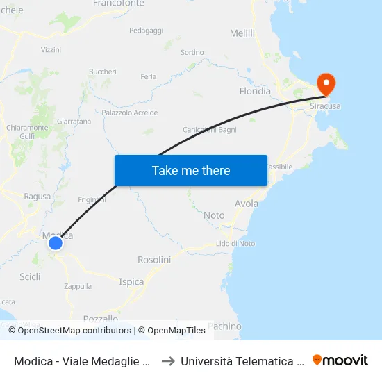 Modica - Gold Medals Avenue, 57 to Pegaso Telematic University map