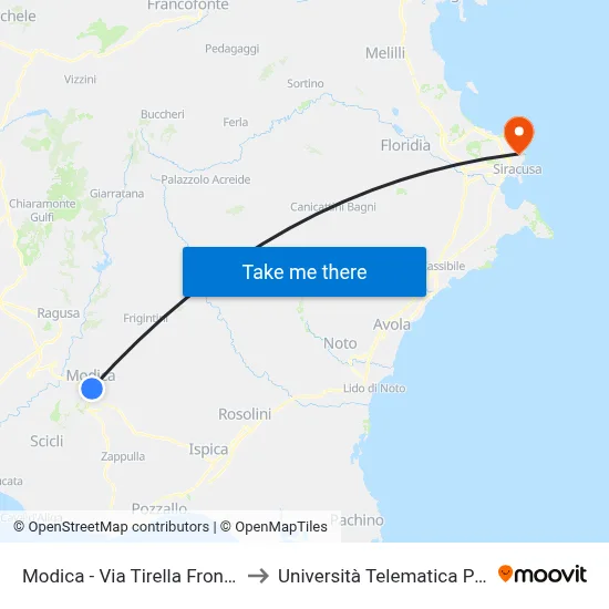 Modica - Via Tirella Opposite 119 to Pegaso Telematic University map