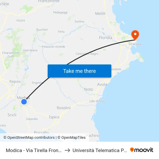 Modica - Via Tirella Front 373 to Pegaso Telematic University map