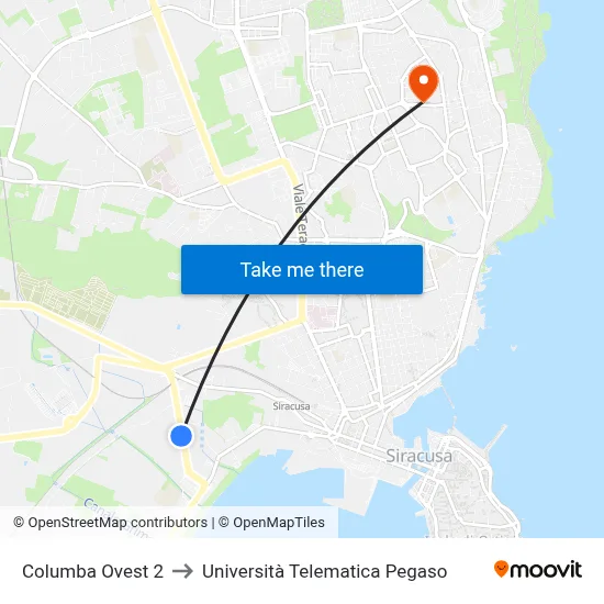 Columba West 2 to Pegaso Telematic University map
