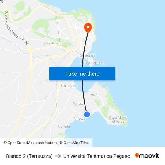 Blanco 2 (Terrauzza) to Pegaso Telematic University map