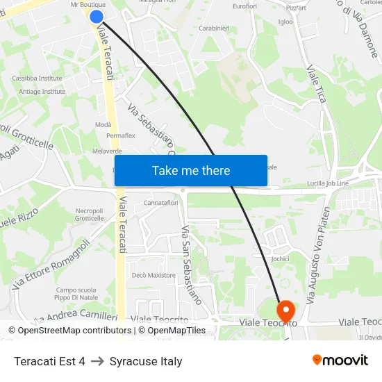 Teracati Est 4 to Syracuse Italy map