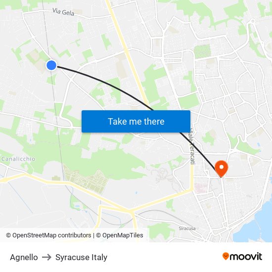 Agnello to Syracuse Italy map