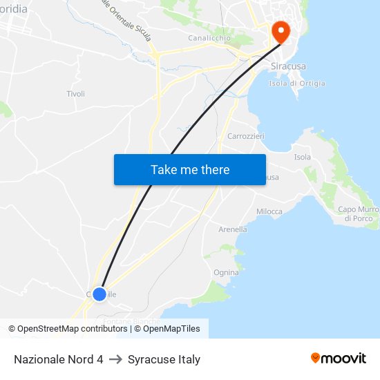 Nazionale Nord 4 to Syracuse Italy map